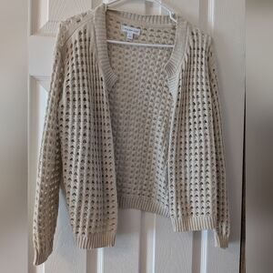 Calvin Klein Jeans Cream Open-Knit Cardigan